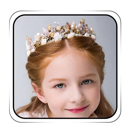 IYOU Princesse Fleur D'or Et Coquillage Casque Perle Chaîne De Cheveux Cristal De Mariée Accessoires De Cheveux De Mariage pour