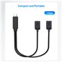 Cable Matters Séparateur USB-C mâle vers double USB-A femelle 1 entrée 2 sorties - 0,3m, Hub séparateur USB-C vers USB avec tran