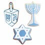 Ann Clark Cookie Cutters Lot de 3 emporte-pièces Hanoucca avec livret de recettes, étoile de David, toupie de Hanoucca et Menora
