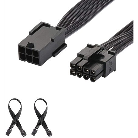 J&D 2-Pack PCIe 6 Pin vers PCIe 8 Pin Câble Adaptateur de d'alimentation