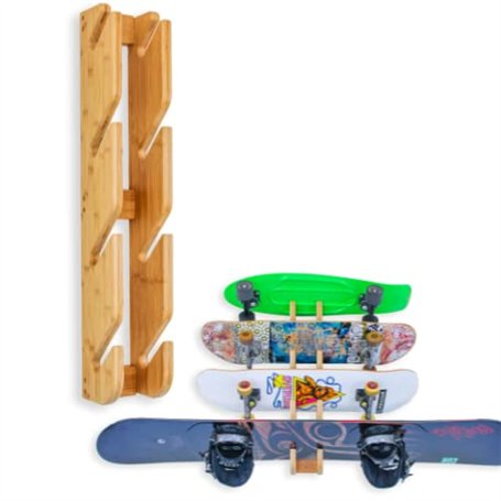 COR Surf Skateboard Wall Mount Display 4 Boards | Snowboard Wall Storage Mount Holds Four Boards Made with Sustainable Bamboo 4