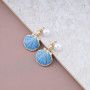 Inilbran Boucles D'oreilles Boho Coquillage Boucles D'oreilles Coquillage Bleu Boucles D'oreilles Perle Vintage Boucles D'oreill