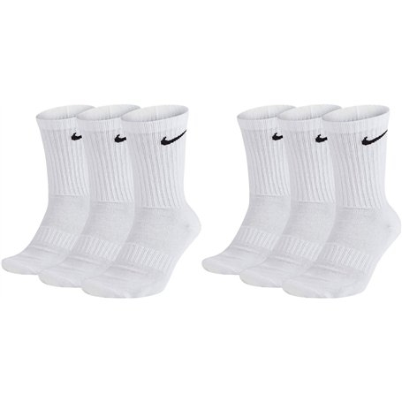 Nike Everyday Cushioned Crew Chaussettes Sport SX7664 Lot de 6 paires de chaussettes d'entraînement unisexes Taille 46-50 Blanc
