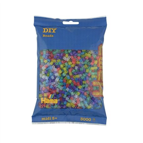 Hama - 201-54 - Loisirs Créatifs - Sachet 3000 Perles à Repasser - Taille Midi - Mélange Pailleté