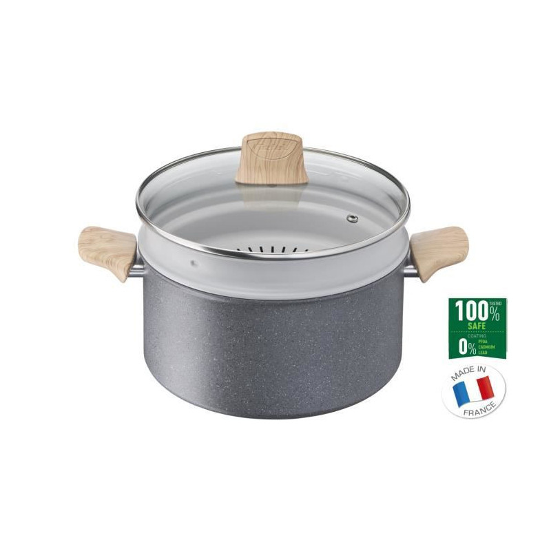 Tefal G2669002 NATURAL FORCE Faitout 24 cm + panier vapeur + couvercle. reveteme