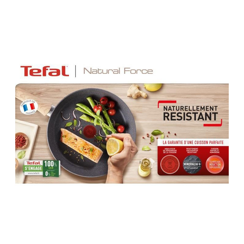 Image secondaire de Tefal G2669002 NATURAL FORCE Faitout 24 cm + panier vapeur + couvercle. reveteme