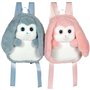 Fluffy Bag - GIPSY TOYS - Sac a dos en peluche - Lapin rose et blanc 30 cm