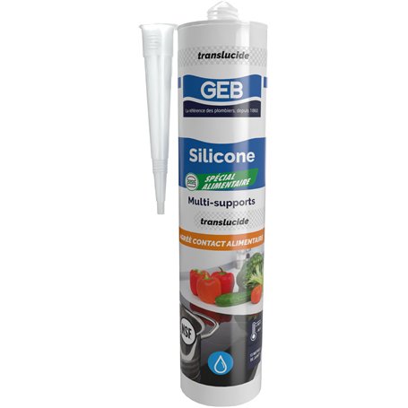 GEB Mastic Silicone spécial contact alimentaire couleur translucide 280 ml