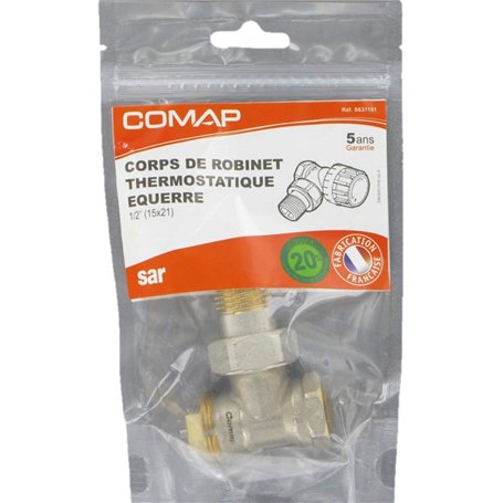 COMAP Corps de robinet thermostatique équerre 1/2" (15x21) pour chauffage et radiateur - S631151
