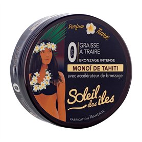 Soleil des Îles | Graisse à Traire au Monoï de Tahiti 100% Naturel avec Accélérateur de Bronzage - Sans Paraben