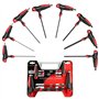 Jeu de 8 Clés Allen Sphériques Emmanchées en 'T' - Hanger - 250191 - Clés Mâles 6 Pans Sphériques - Poignées Ergonomiques