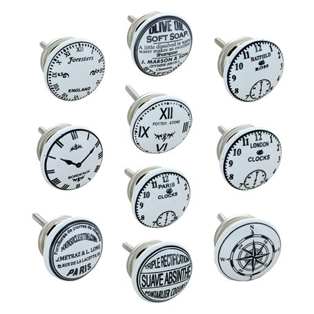 G Decor Lot de 10 boutons de porte en céramique