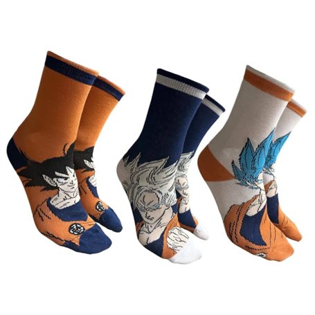 Dragon Ball Z Goku Super Saiyan Lot de 3 paires de chaussettes hautes classiques pour homme et adolescent