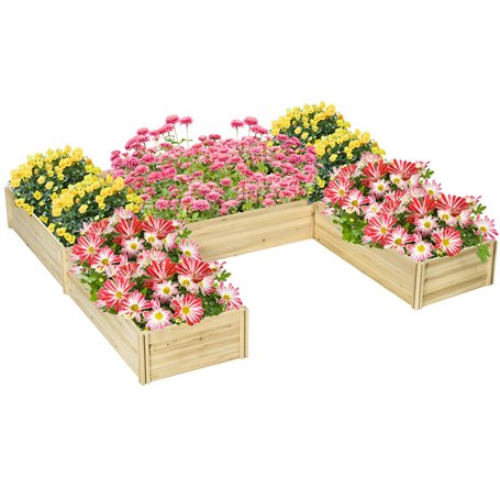 Outsunny Lot de 5 jardinières Convertibles Jardinières d'extérieur en Bois pré-huilé
