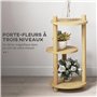 Outsunny Étagère à plantes en bois 3 niveaux piédestal étagères rondes à fleurs support de pots de fleurs 41L x 39l x 68H cm