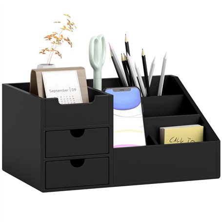 HOMCOM Boite de Rangement de Bureau - Organiseur de Bureau - 7 Compartiments