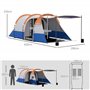 Outsunny Tente de Camping Tente Tunnel 2-3 Personnes 3 Portes ventilée avec Porche légère, Sac de Transport Inclus, Orange