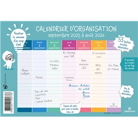 Oberthur - 1 Calendrier d'organisation - Septembre 2025 à Août 2026 - Format 18 x 23 cm