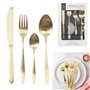 Home Deco Factory KA2862 Ménagère - Couteaux, Fourchettes, Cuillères, Métal acier inoxydable, Doré, 16 couverts