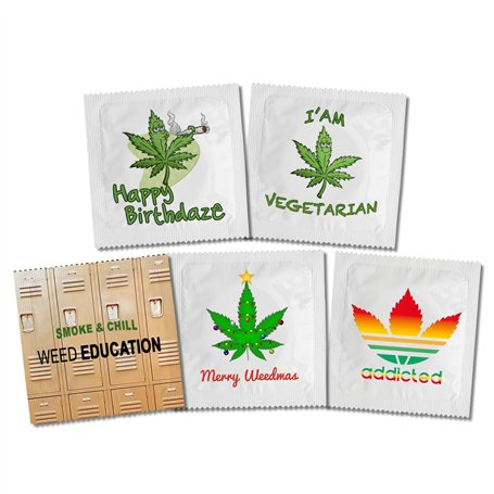 CALLVIN | Pack de 5 Préservatifs Weed 2 | Personnalisés Mesure ton Plaisir | Idée de Cadeau Drôle | Pour des Moments Amusants et