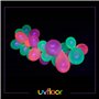 UV FLOOR - Lot De 100 Ballons Fluo - Spéciale Lumière Noire - 4 Couleurs Néon - Fluorescent UV - Latex - Diamètre 23cm