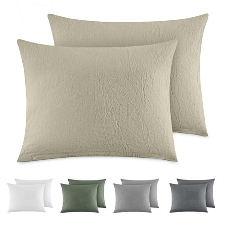 Dreamzie Taie Oreiller 40x60 Coton (Lot De 2) Taies d'Oreillers 100% Coton Lavé Aspect Lin