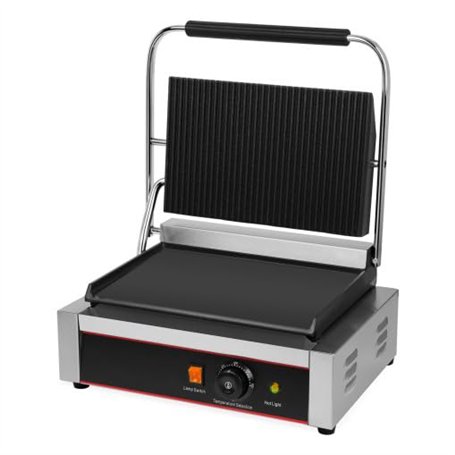 Grill Contact Électrique Panini 2200W – Plaques Large 340 x 230 mm – Supérieure Rainurée/Inférieure Lisse – Température 0 à 300°