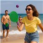 Set de Tennis de Plage 2 Raquettes en Plastique 50 cm avec 2 Balles en Mousse et Housse de Transport - Couleur Aléatoire