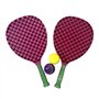 Set de Tennis de Plage 2 Raquettes en Plastique 50 cm avec 2 Balles en Mousse et Housse de Transport - Couleur Aléatoire