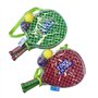 Set de Tennis de Plage 2 Raquettes en Plastique 50 cm avec 2 Balles en Mousse et Housse de Transport - Couleur Aléatoire
