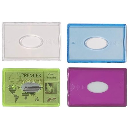 CANOCEA Lot de 4 Etuis Porte Carte Rigide Bleu + Transparent + Jaune + Rose