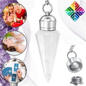 Pendule Divinatoire CRISTAL DE ROCHE Naturelle Cône à 12 Facettes avec Chambre Témoin – Collection PRESTIGE – Pendule de Radiest