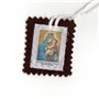 Scapulaire de Notre Dame du Mont Carmel en tissu marron tel que reçu par St Simon Stock. Avec feuillet explicatif.