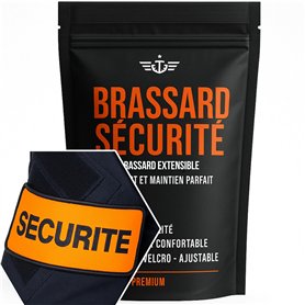 Strate Gear Pack x2 Brassard securite Agent de surete privé Orange Fluo Staff Tour de Bras videur Bandeau reflechissant reglable