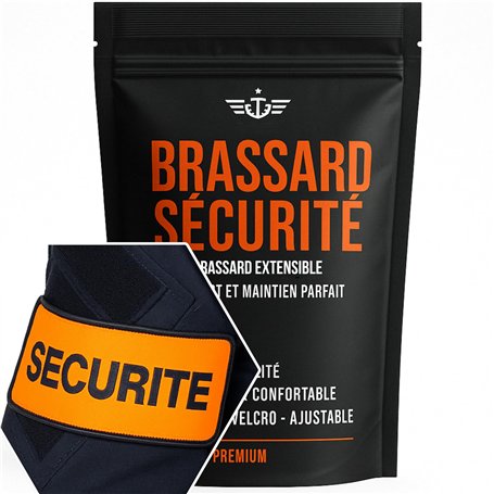 Strate Gear Pack x2 Brassard securite Agent de surete privé Orange Fluo Staff Tour de Bras videur Bandeau reflechissant reglable