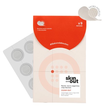 Skin & Out - Patchs Micro-aiguilles x9 - Stop boutons - Traitement des boutons - Réduction rapide de l'inflamation sous-cutanée