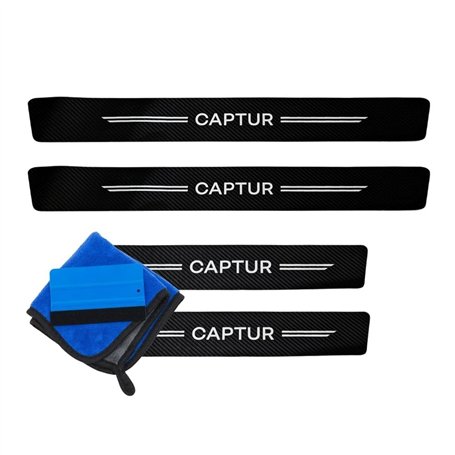 ODOKIT Seuil De Protection Fibre De Carbone Noir - Compatible avec Renault Captur - Accessoires 4 Pièces - Facile à Installer -