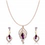 Crystalline Azuria Femme Ensemble Collier et Pendantes Boucles d'Oreilles 18ct Plaqué Or Rosé avec Cristaux imitation Améthyste