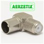 AERZETIX - C69026 - Lot de 2 Connecteurs d'antenne TV mâle vers fiche F femelle angulaire à 90° pour câble coaxial - adaptateur