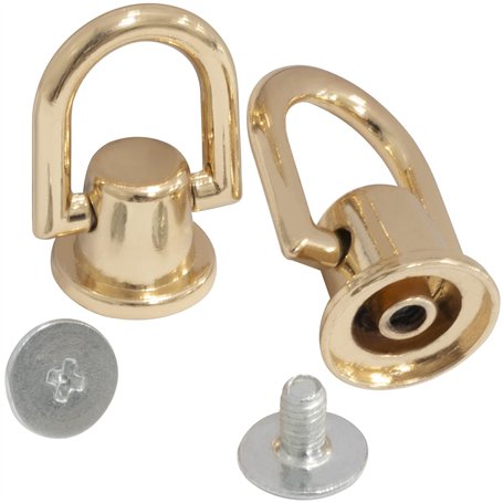 AERZETIX - C76805 - Ensemble de 2 boucles anneaux en forme D + 2 rivets à visser Ø8 mm - en métal - couleur doré - mercerie maro