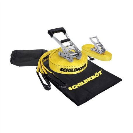 Slackline - SCHILDKROT - 15 m de long x 5 cm de large - Cliquet en métal - Sangle d'apprentissage incluse - Max 150 kg