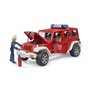 bruder 02528 - Jeep Wrangler Unlimited Rubicon Véhicule de sapeurs-pompiers avec pompier, module son et lumière, véhicule d'inte