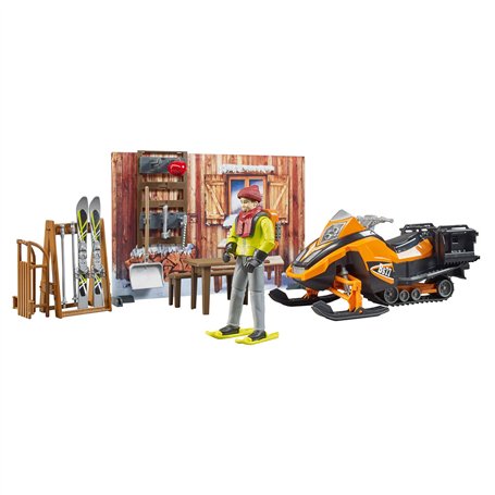 bruder 63102 - bworld Cabane de montagne avec motoneige et figurine