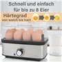 ProfiCook® Cuisinier d'oeufs pour jusqu'à 8 oeufs | avec fonction omelette/poche | Porte-oeufs & bol doseur avec pic à oeufs | C