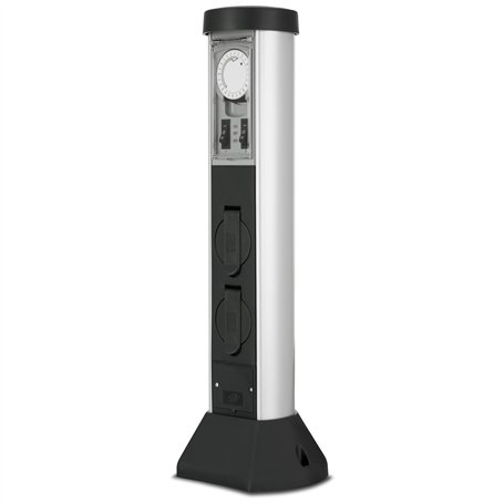 REV SilverCraft - Colonne de prise de jardin à 2 prises avec minuterie