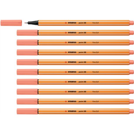 STABILO Stylo feutre pointe fine point 88 - Lot x 10 stylos feutre - Rose Abricot (88/26)