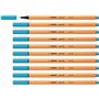 STABILO Stylo feutre pointe fine point 88 - Lot x 10 stylos feutre - Bleu Azur (88/57)