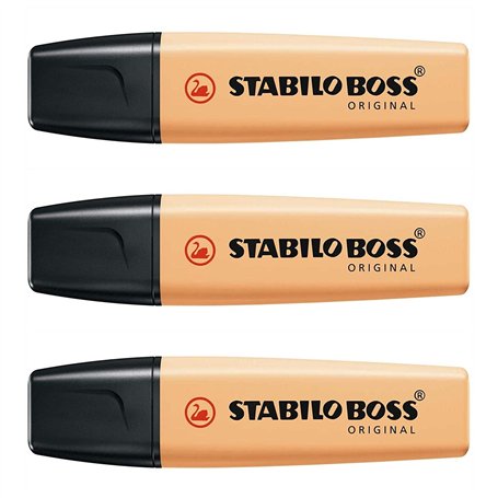 STABILO Lot de 3 Surligneurs BOSS ORIGINAL Pastel pointe Biseautée 2-5 mm Sorbet Abricot