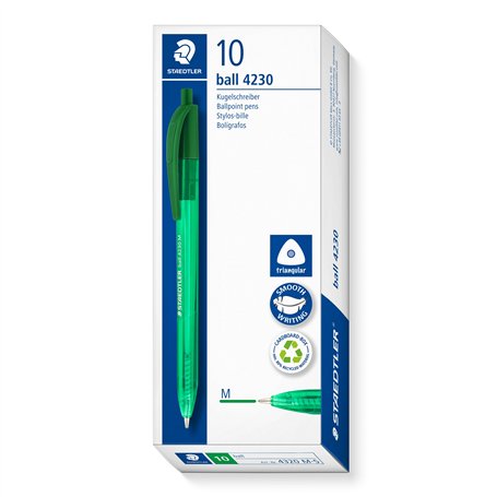 STAEDTLER 4230 M-5 Boîte de 10 stylos à bille rétractables arc-en-ciel Vert