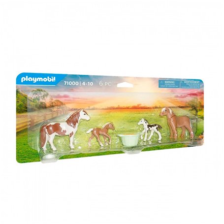 Playmobil 71000 2 poneys islandais et poulains - Country - avec Quatre Chevaux et du Foin - Univers Equitation Animaux - Animaux